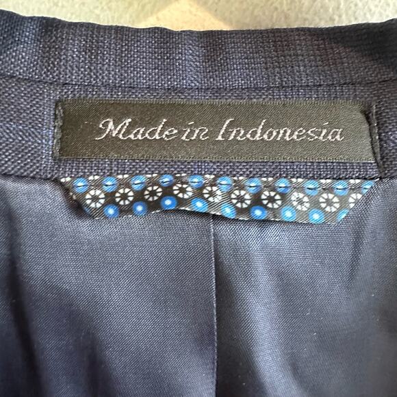 Lauren Ralph Lauren Ultraflex LONG Wool Blend 2 Button Suit Blazer Blue 46L - Picture 2 of 13